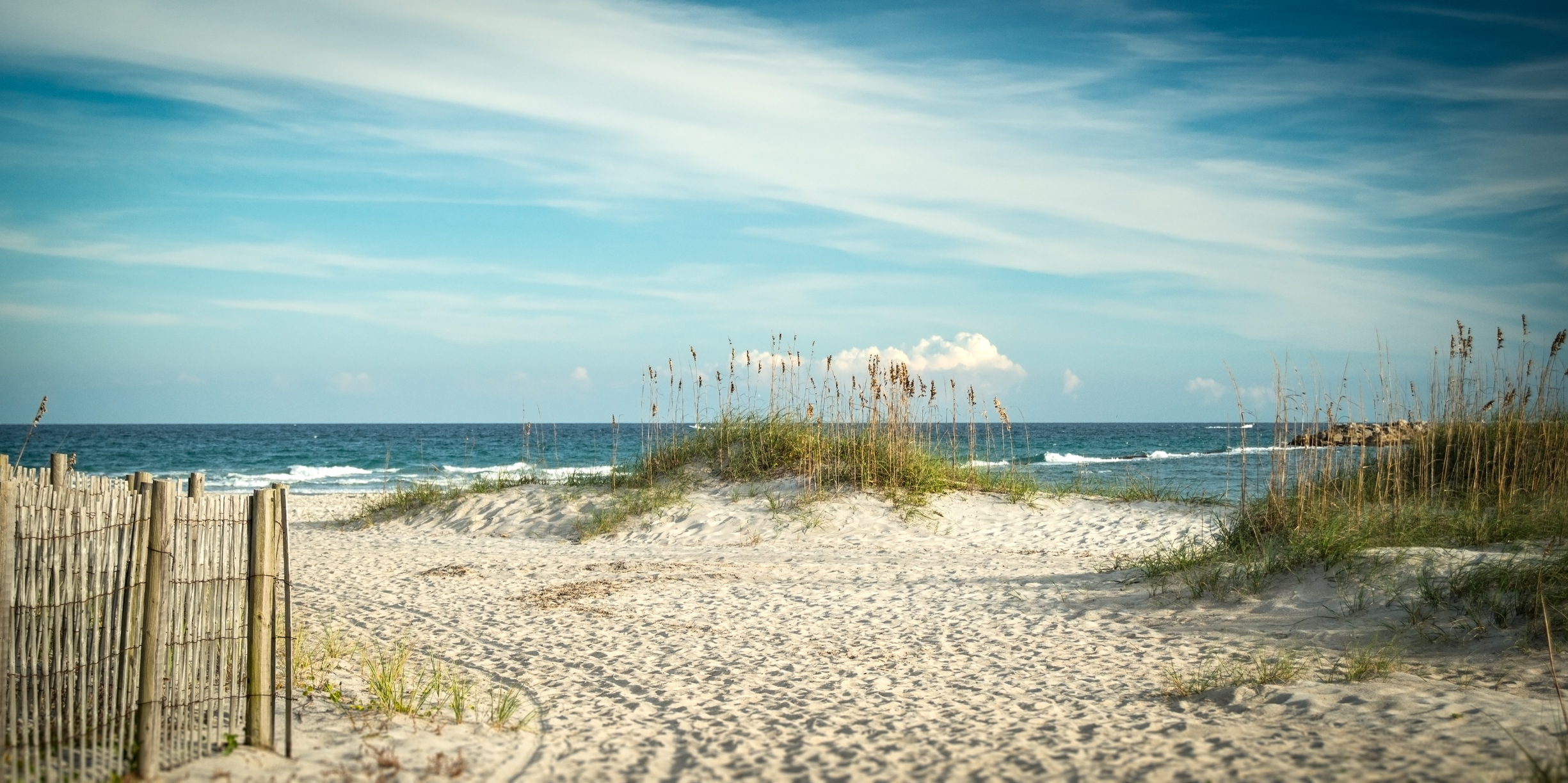 Sandy shoreline off the coast of North Carolina